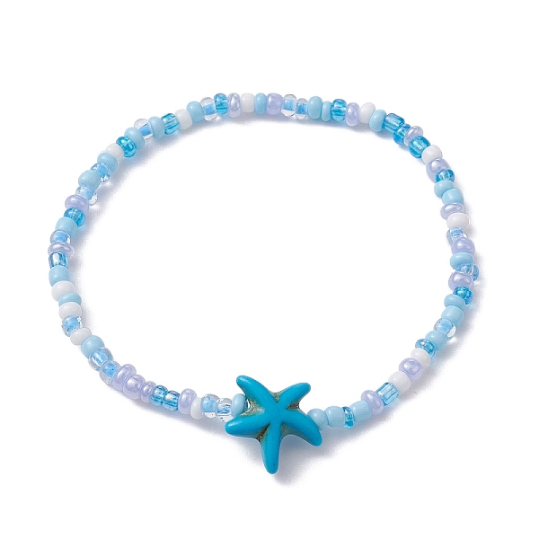 PandaHall Glass Seed & Synthetic Turquoise Starfish Beaded Stretch Bracelet for Women, Dodger Blue, Inner Diameter: 2-1/4 inch(5.6cm)...
PandaHall Glass Seed & Synthetic Turquoise Starfish Beaded Stretch Bracelet for Women, Dodger Blue, Inner Diameter: 2-1/4 inch(5.6cm)...