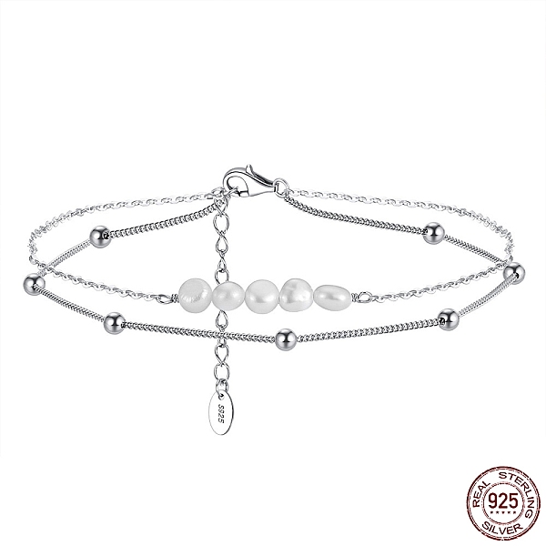 PandaHall Rhodium Plated 925 Sterling Silver Double Layered Chain Anklet with Natural Freshwater Pearls, Women's Jewelry for Summer Beach...
PandaHall Rhodium Plated 925 Sterling Silver Double Layered Chain Anklet with Natural Freshwater Pearls, Women's Jewelry for Summer Beach...