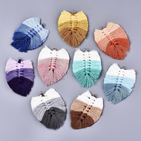 PandaHall Polycotton(Polyester Cotton) Tassel Big Pendants Decorations, with Golden Plated Iron Jump Rings, Leaf, Mixed Color..., Multicolor
PandaHall Polycotton(Polyester Cotton) Tassel Big Pendants Decorations, with Golden Plated Iron Jump Rings, Leaf, Mixed Color..., Multicolor