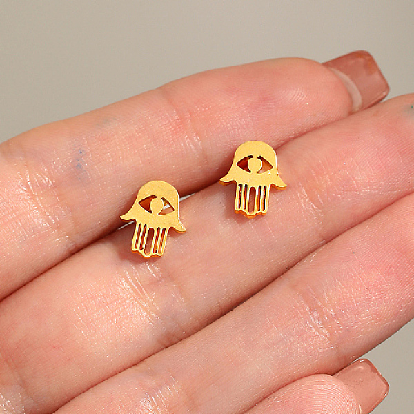 PandaHall Stainless Steel Stud Earring, Real 18K Gold Plated, Hamsa Hand, No Size Stainless Steel Hamsa Hand
PandaHall Stainless Steel Stud Earring, Real 18K Gold Plated, Hamsa Hand, No Size Stainless Steel Hamsa Hand