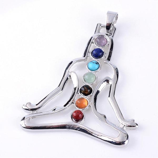 PandaHall Natural & Synthetic Gemstone Big Pendants, with Alloy Findings, Platinum, Chakra Pendants, Human, Colorful, 52x45x3mm, Hole: 4x6mm...
PandaHall Natural & Synthetic Gemstone Big Pendants, with Alloy Findings, Platinum, Chakra Pendants, Human, Colorful, 52x45x3mm, Hole: 4x6mm...