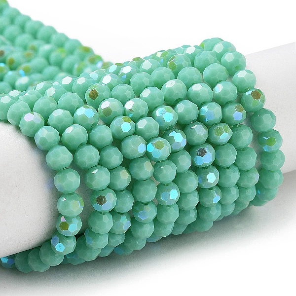 PandaHall Opaque Glass Beads Strands, Faceted, Round, Aquamarine, 4mm, Hole: 0.8mm, about 87~93pcs/strand, 32~33cm Glass Round Green
PandaHall Opaque Glass Beads Strands, Faceted, Round, Aquamarine, 4mm, Hole: 0.8mm, about 87~93pcs/strand, 32~33cm Glass Round Green