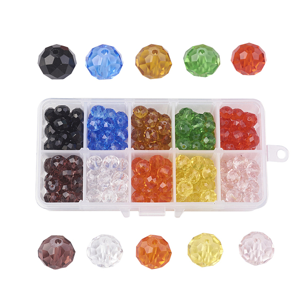 PandaHall 10 Colors Handmade Glass Beads, Faceted, Rondelle, Mixed Color, 9~10x7.5~8mm, Hole: 1.5~2mm, about 20pcs/compartment, about..., Multicolor
PandaHall 10 Colors Handmade Glass Beads, Faceted, Rondelle, Mixed Color, 9~10x7.5~8mm, Hole: 1.5~2mm, about 20pcs/compartment, about..., Multicolor