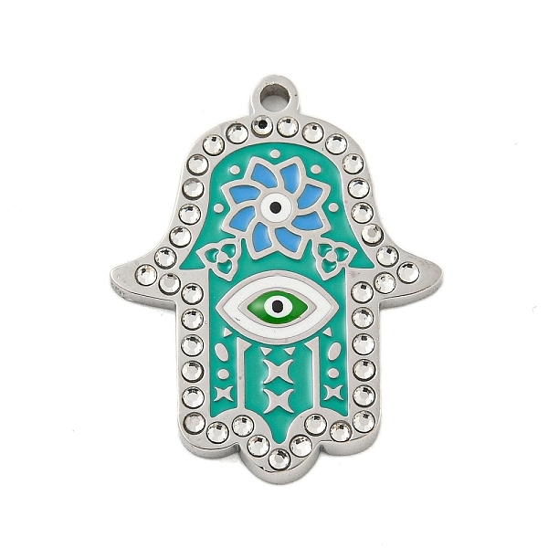 PandaHall 304 Stainless Steel Rhinestone Pendants, with Enamel, Hamsa Hand with Flower & Evil Eye Charm, Stainless Steel Color, 26x20.5x2mm...
PandaHall 304 Stainless Steel Rhinestone Pendants, with Enamel, Hamsa Hand with Flower & Evil Eye Charm, Stainless Steel Color, 26x20.5x2mm...