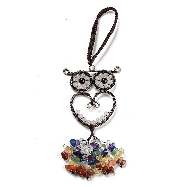 PandaHall Wire Wrapped Brass Owl & Natural Rose Quartz Pendant Decoration, Braided Nylon Thread and Gemstone Chip Tassel Hanging Ornaments...
PandaHall Wire Wrapped Brass Owl & Natural Rose Quartz Pendant Decoration, Braided Nylon Thread and Gemstone Chip Tassel Hanging Ornaments...