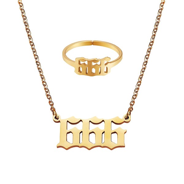 PandaHall Angel Number Pendant Necklace & Open Cuff Ring, Gold Plated 304 Stainless Steel Lucky Numerology Jewelry Set for Women, Num.6...
PandaHall Angel Number Pendant Necklace & Open Cuff Ring, Gold Plated 304 Stainless Steel Lucky Numerology Jewelry Set for Women, Num.6...