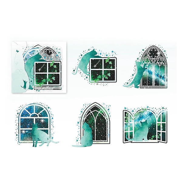 PandaHall 5Pcs 5 Styles Bling Bling PET Waterproof Window Cat Decorative Stickers, Self-adhesive Decals, for DIY Scrapbooking, Dark Green...
PandaHall 5Pcs 5 Styles Bling Bling PET Waterproof Window Cat Decorative Stickers, Self-adhesive Decals, for DIY Scrapbooking, Dark Green...