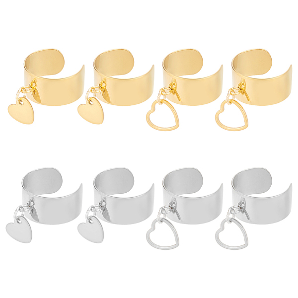 PandaHall 8Pcs 4 Style 304 Stainless Steel Open Cuff Finger Rings, Stackable Rings with Heart Charms, Golden & Stainless Steel Color, Inner...
PandaHall 8Pcs 4 Style 304 Stainless Steel Open Cuff Finger Rings, Stackable Rings with Heart Charms, Golden & Stainless Steel Color, Inner...
