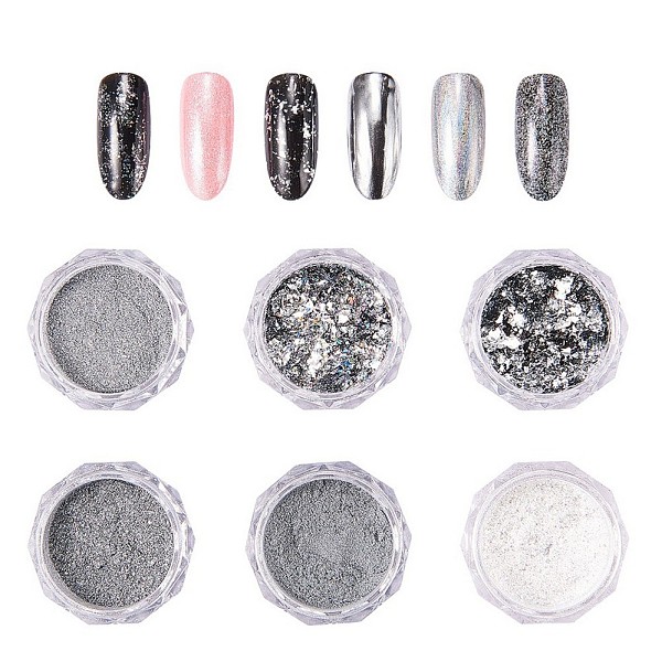 PandaHall Nail Art Powder, Shinning Mirror Effect, Mixed Color, 30x18mm, 6box/set Plastic Multicolor
PandaHall Nail Art Powder, Shinning Mirror Effect, Mixed Color, 30x18mm, 6box/set Plastic Multicolor