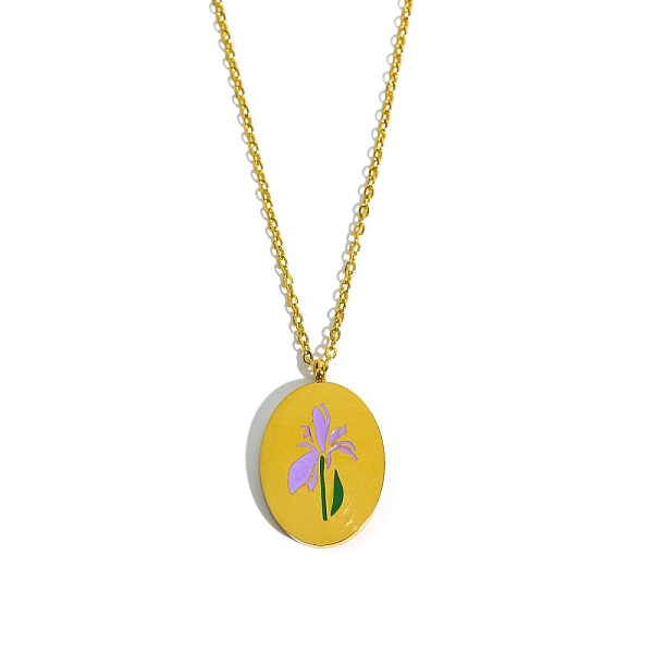 PandaHall Birth Month Flower Style Titanium Steel Oval Pendant Necklace, Golden, February Iris, 15.75 inch(40cm) Titanium Steel February...
PandaHall Birth Month Flower Style Titanium Steel Oval Pendant Necklace, Golden, February Iris, 15.75 inch(40cm) Titanium Steel February...