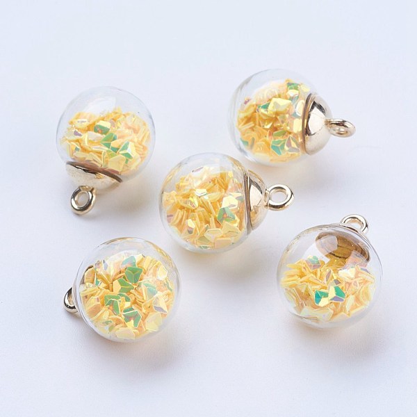 PandaHall Glass Ball Pendants, with CCB Plastic, Round, Golden, Yellow, 21x16mm, Hole: 2mm Glass Round Yellow
PandaHall Glass Ball Pendants, with CCB Plastic, Round, Golden, Yellow, 21x16mm, Hole: 2mm Glass Round Yellow