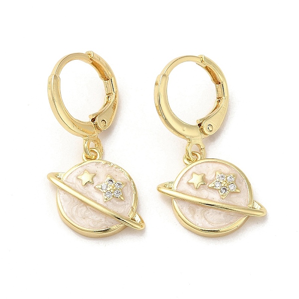 PandaHall Planet Real 18K Gold Plated Brass Dangle Leverback Earrings, with Enamel and Cubic Zirconia, White, 26.5x15mm Cubic Zirconia...
PandaHall Planet Real 18K Gold Plated Brass Dangle Leverback Earrings, with Enamel and Cubic Zirconia, White, 26.5x15mm Cubic Zirconia...