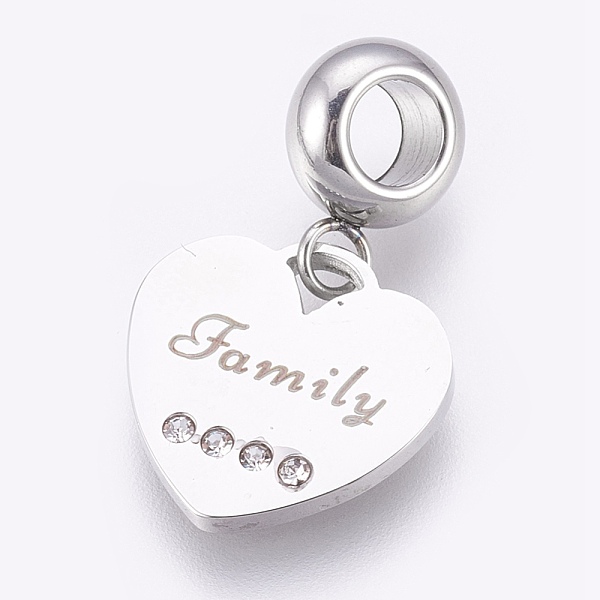 PandaHall 304 Stainless Steel European Dangle Charms, Large Hole Pendants, with Rhinestone, Heart with Word Family, Stainless Steel Color..., Clear
PandaHall 304 Stainless Steel European Dangle Charms, Large Hole Pendants, with Rhinestone, Heart with Word Family, Stainless Steel Color..., Clear