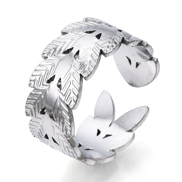 PandaHall 304 Stainless Steel Leaf Open Cuff Ring for Women, Stainless Steel Color, US Size 6 3/4(17.1mm) 304 Stainless Steel
PandaHall 304 Stainless Steel Leaf Open Cuff Ring for Women, Stainless Steel Color, US Size 6 3/4(17.1mm) 304 Stainless Steel