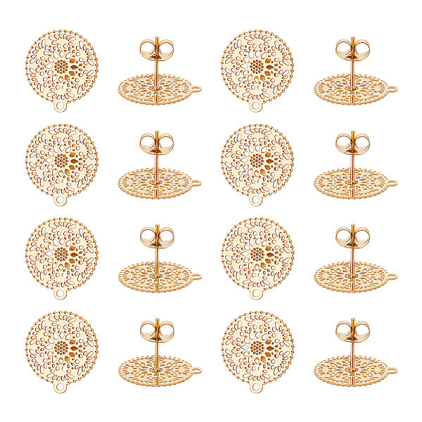 PandaHall Unicraftale 16Pcs 304 Stainless Steel Stud Earring Findings, with Horizontal Loop, Filigree Flower, Golden, 16.5x15mm, Hole: 1mm...
PandaHall Unicraftale 16Pcs 304 Stainless Steel Stud Earring Findings, with Horizontal Loop, Filigree Flower, Golden, 16.5x15mm, Hole: 1mm...