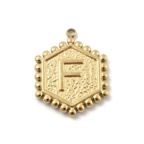PandaHall 201 Stainless Steel Pendants, Golden, Hexagon with Letter Charm, Letter F, 21x16.5x2mm, Hole: 1.5mm 201 Stainless Steel Letter F
PandaHall 201 Stainless Steel Pendants, Golden, Hexagon with Letter Charm, Letter F, 21x16.5x2mm, Hole: 1.5mm 201 Stainless Steel Letter F