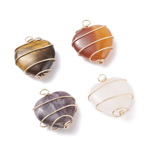 PandaHall Natural Green Aventurine & Rose Quartz & Red Agate & Tiger Eye & Amethyst Pendants, with Real 18K Gold Plated Copper Wire wrapped...
PandaHall Natural Green Aventurine & Rose Quartz & Red Agate & Tiger Eye & Amethyst Pendants, with Real 18K Gold Plated Copper Wire wrapped...