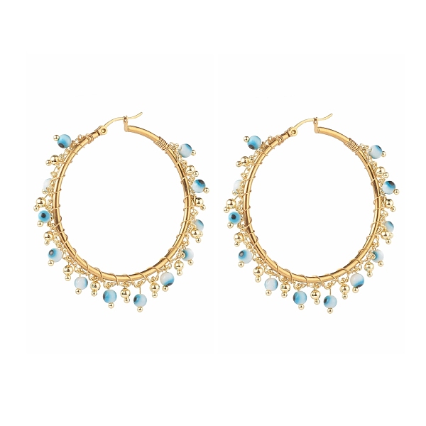 PandaHall Round Enamel Evil Eye Brass Hoop Earrings, with Curb Chain & Beads, 304 Stainless Steel Ear Pin, Ring, Golden, 55x53mm, Pin: 0.7mm..., White
PandaHall Round Enamel Evil Eye Brass Hoop Earrings, with Curb Chain & Beads, 304 Stainless Steel Ear Pin, Ring, Golden, 55x53mm, Pin: 0.7mm..., White