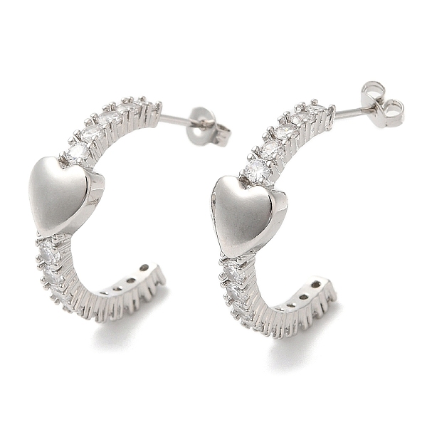 PandaHall Clear Cubic Zirconia Arch with Heart Stud Earrings, Rack Plating Brass Earrings, Platinum, 22.5x8mm Cubic Zirconia Heart
PandaHall Clear Cubic Zirconia Arch with Heart Stud Earrings, Rack Plating Brass Earrings, Platinum, 22.5x8mm Cubic Zirconia Heart