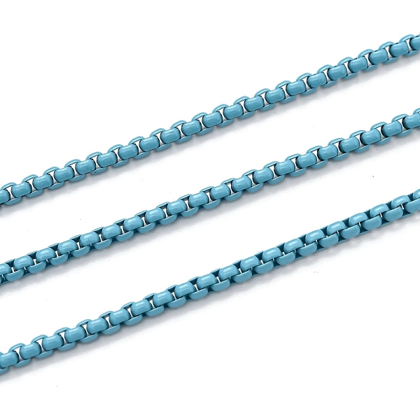 PandaHall Spray Painted Stainless Steel Box Chains, Venetian Chains, with Spool, Unwelded, Sky Blue, 3x2.5x2mm Stainless Steel
PandaHall Spray Painted Stainless Steel Box Chains, Venetian Chains, with Spool, Unwelded, Sky Blue, 3x2.5x2mm Stainless Steel