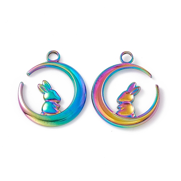 PandaHall Ion Plating(IP) 304 Stainless Steel Pendants, Moon with Rabbit, Rainbow Color, 24x20x2mm, Hole: 3mm 304 Stainless Steel Moon
PandaHall Ion Plating(IP) 304 Stainless Steel Pendants, Moon with Rabbit, Rainbow Color, 24x20x2mm, Hole: 3mm 304 Stainless Steel Moon