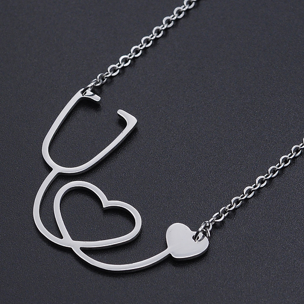 PandaHall 201 Stainless Steel Pendant Necklaces, with Cable Chains and Lobster Claw Clasps, Stethoscope, Stainless Steel Color, 17.91 inch...
PandaHall 201 Stainless Steel Pendant Necklaces, with Cable Chains and Lobster Claw Clasps, Stethoscope, Stainless Steel Color, 17.91 inch...