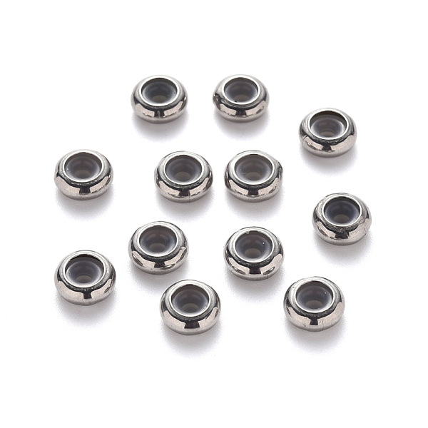 PandaHall 304 Stainless Steel Beads, with Rubber Inside, Slider Beads, Stopper Beads, Rondelle, Stainless Steel Color, 7x3mm, Hole: 4mm...
PandaHall 304 Stainless Steel Beads, with Rubber Inside, Slider Beads, Stopper Beads, Rondelle, Stainless Steel Color, 7x3mm, Hole: 4mm...