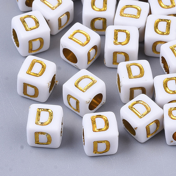 PandaHall Plating Acrylic Beads, Horizontal Hole, Golden Metal Enlaced, Alphabet Style, Cube, Letter.D, 5.5~6x5.5~6x5.5~6mm, Hole: 3.5mm..., Gold
PandaHall Plating Acrylic Beads, Horizontal Hole, Golden Metal Enlaced, Alphabet Style, Cube, Letter.D, 5.5~6x5.5~6x5.5~6mm, Hole: 3.5mm..., Gold