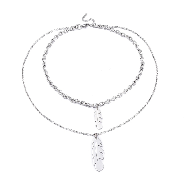 PandaHall 304 Stainless Steel Double Layer Necklaces, with Cable Chains and Lobster Claw Clasps, Feather, Stainless Steel Color, 17.80 inch...
PandaHall 304 Stainless Steel Double Layer Necklaces, with Cable Chains and Lobster Claw Clasps, Feather, Stainless Steel Color, 17.80 inch...