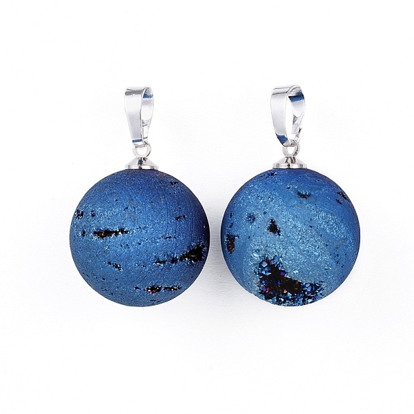PandaHall Electroplate Natural Druzy Geode Agate Pendants, with Brass Findings, Round, Platinum, Blue Plated, 23.5x20~20.5mm, Hole: 4.5x7mm...
PandaHall Electroplate Natural Druzy Geode Agate Pendants, with Brass Findings, Round, Platinum, Blue Plated, 23.5x20~20.5mm, Hole: 4.5x7mm...