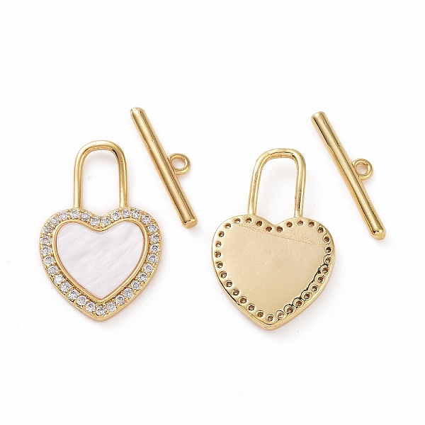 PandaHall Brass Micro Pave Clear Cubic Zirconia with Shell Toggle Clasps, Heart Lock, Real 18K Gold Plated, Bar: 18x4x1.5mm, Hole: 1.2mm..., White
PandaHall Brass Micro Pave Clear Cubic Zirconia with Shell Toggle Clasps, Heart Lock, Real 18K Gold Plated, Bar: 18x4x1.5mm, Hole: 1.2mm..., White
