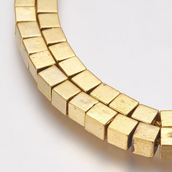PandaHall Grade AA Non-Magnetic Synthetic Hematite Bead Strands, Cube, Golden Plated, 3x3x3mm, Hole: 1mm, about 125pcs/strand, 15.7 inch...
PandaHall Grade AA Non-Magnetic Synthetic Hematite Bead Strands, Cube, Golden Plated, 3x3x3mm, Hole: 1mm, about 125pcs/strand, 15.7 inch...