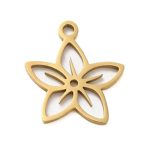 PandaHall 304 Stainless Steel Charms, Laser Cut, Real 18K Gold Plated, Flower, 14.5x13.5x1mm, Hole: 1mm 304 Stainless Steel Flower
PandaHall 304 Stainless Steel Charms, Laser Cut, Real 18K Gold Plated, Flower, 14.5x13.5x1mm, Hole: 1mm 304 Stainless Steel Flower