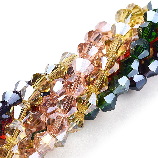 PandaHall Electroplate Glass Beads Strands, Pearl Luster Plated, Faceted, Bicone, Mixed Color, 6x5.5~6mm, Hole: 1mm, about 44~47pcs/strand..., Multicolor
PandaHall Electroplate Glass Beads Strands, Pearl Luster Plated, Faceted, Bicone, Mixed Color, 6x5.5~6mm, Hole: 1mm, about 44~47pcs/strand..., Multicolor
