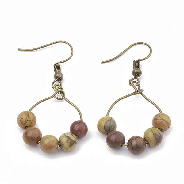 PandaHall Natural Picasso Stone/Picasso Jasper Dangle Earrings, with Iron Findings, Round, Peru, 45mm, Pin: 0.6mm, Pendant: 28x22mm Picasso..., Brown
PandaHall Natural Picasso Stone/Picasso Jasper Dangle Earrings, with Iron Findings, Round, Peru, 45mm, Pin: 0.6mm, Pendant: 28x22mm Picasso..., Brown