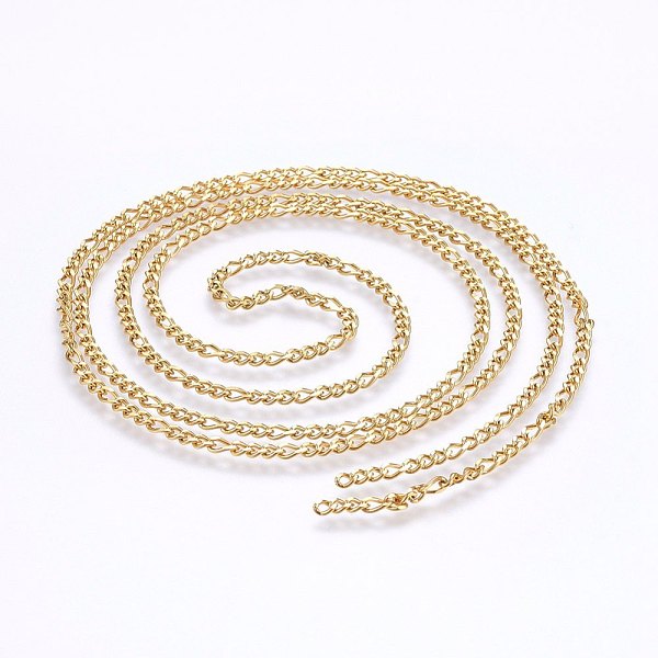 PandaHall 304 Stainless Steel Figaro Chains, Unwelded, Golden, 4~5.4x3x0.7mm 304 Stainless Steel 
PandaHall 304 Stainless Steel Figaro Chains, Unwelded, Golden, 4~5.4x3x0.7mm 304 Stainless Steel