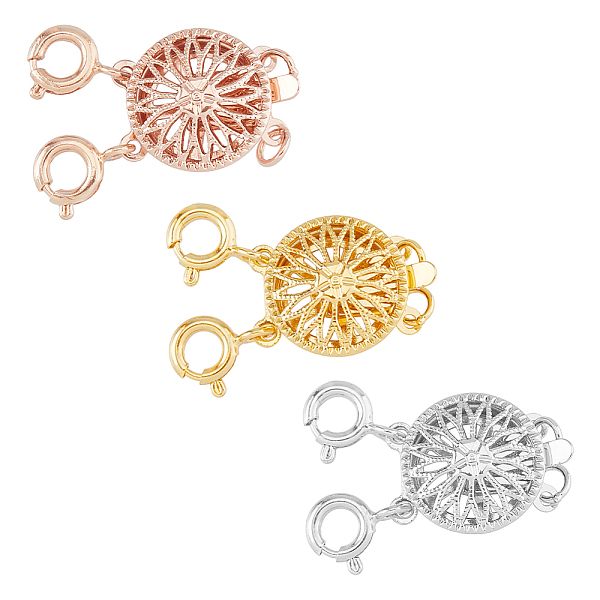 PandaHall DICOSMETIC 3Pcs 3 Colors Brass Box Clasps, 2-strand, 4-hole, with Spring Ring Clasps, Flat Round, Mixed Color, 25x12x5.5mm, Hole...
PandaHall DICOSMETIC 3Pcs 3 Colors Brass Box Clasps, 2-strand, 4-hole, with Spring Ring Clasps, Flat Round, Mixed Color, 25x12x5.5mm, Hole...