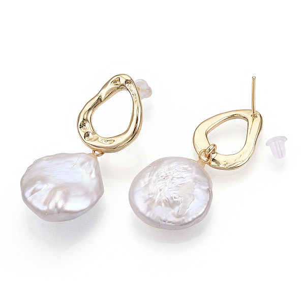 PandaHall Natural Flat Round Baroque Keshi Pearl Dangle Stud Earrings, Brass Teardrop Earrings with 925 Sterling Silver Pins, Cadmium Free...
PandaHall Natural Flat Round Baroque Keshi Pearl Dangle Stud Earrings, Brass Teardrop Earrings with 925 Sterling Silver Pins, Cadmium Free...