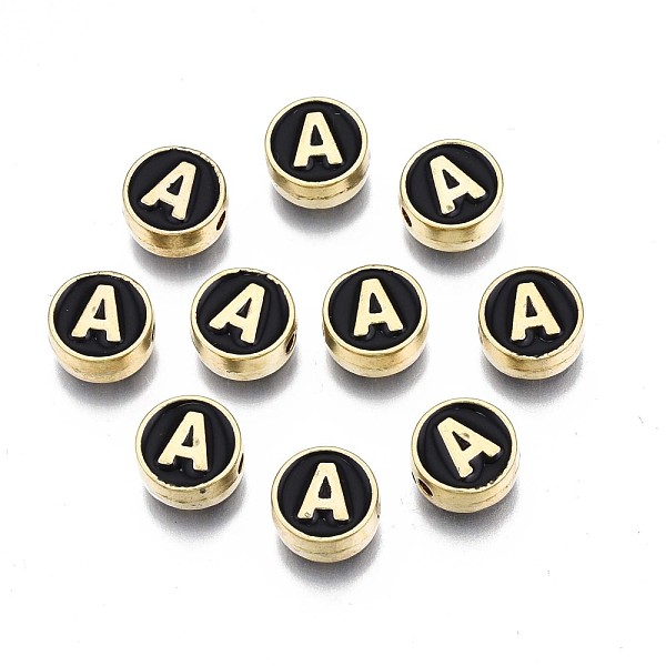 PandaHall Alloy Enamel Beads, Cadmium Free & Lead Free, Light Gold, Flat Round with Alphabet, Black, Letter.A, 8x4mm, Hole: 1.5mm...
PandaHall Alloy Enamel Beads, Cadmium Free & Lead Free, Light Gold, Flat Round with Alphabet, Black, Letter.A, 8x4mm, Hole: 1.5mm...