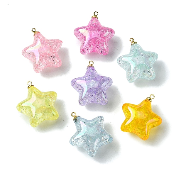 PandaHall Transparent Crackle Acrylic Pendants, with Iron Loops, Star, Mixed Color, 26x23x13.5mm, Hole: 2mm Iron+Acrylic Star Multicolor
PandaHall Transparent Crackle Acrylic Pendants, with Iron Loops, Star, Mixed Color, 26x23x13.5mm, Hole: 2mm Iron+Acrylic Star Multicolor