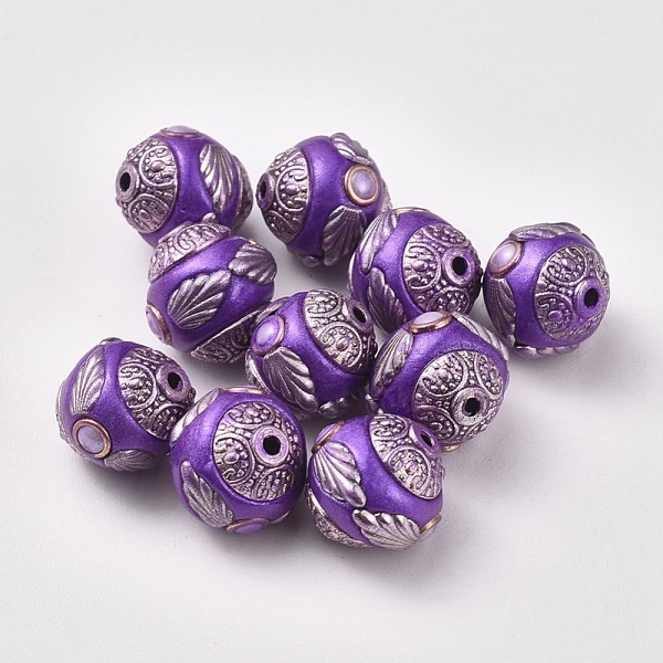 PandaHall Handmade Indonesia Beads, with Metal Findings, Antique Silver & Light Gold Plated, Round, Purple, 14~15x14~15mm, Hole: 1.5~2mm...
PandaHall Handmade Indonesia Beads, with Metal Findings, Antique Silver & Light Gold Plated, Round, Purple, 14~15x14~15mm, Hole: 1.5~2mm...