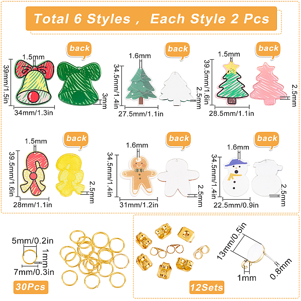 PandaHall SUNNYCLUE 1 Box DIY 6 Pairs Christmas Charms Candy Cane Charms Earring Making Kit Snowman Charms for jewellery Making Acrylic..., Multicolor
PandaHall SUNNYCLUE 1 Box DIY 6 Pairs Christmas Charms Candy Cane Charms Earring Making Kit Snowman Charms for jewellery Making Acrylic..., Multicolor