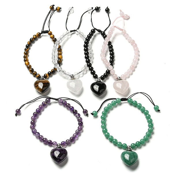 PandaHall Natural Mixed Stone Charm Bracelet, Braided Adjustable Bracelet, Heart, Inner Diameter: 2-1/4~3-1/8 inch(5.8~7.8cm) Mixed Stone...
PandaHall Natural Mixed Stone Charm Bracelet, Braided Adjustable Bracelet, Heart, Inner Diameter: 2-1/4~3-1/8 inch(5.8~7.8cm) Mixed Stone...