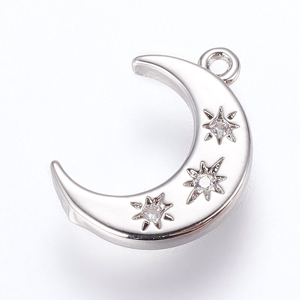PandaHall Brass Charms, with Cubic Zirconia, Moon, Platinum, 16x10x2mm, Hole: 1.2~1.5mm Brass+Cubic Zirconia Moon Clear
PandaHall Brass Charms, with Cubic Zirconia, Moon, Platinum, 16x10x2mm, Hole: 1.2~1.5mm Brass+Cubic Zirconia Moon Clear