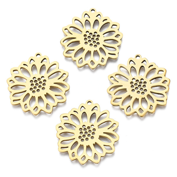 PandaHall 201 Stainless Steel Pendants, Flower, Real 18K Gold Plated, 26x25x1.5mm, Hole: 1.2mm 201 Stainless Steel Flower
PandaHall 201 Stainless Steel Pendants, Flower, Real 18K Gold Plated, 26x25x1.5mm, Hole: 1.2mm 201 Stainless Steel Flower