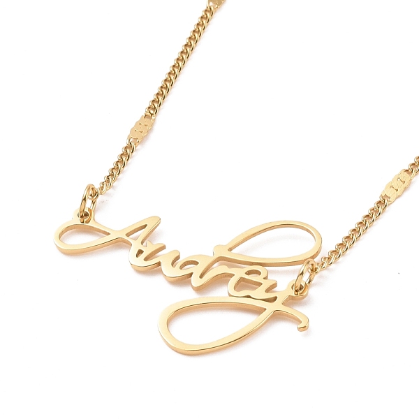 PandaHall Ion Plating(IP) 304 Stainless Steel Word Audrey Pendant Necklace for Women, Golden, 16.54 inch(42cm) 304 Stainless Steel
PandaHall Ion Plating(IP) 304 Stainless Steel Word Audrey Pendant Necklace for Women, Golden, 16.54 inch(42cm) 304 Stainless Steel