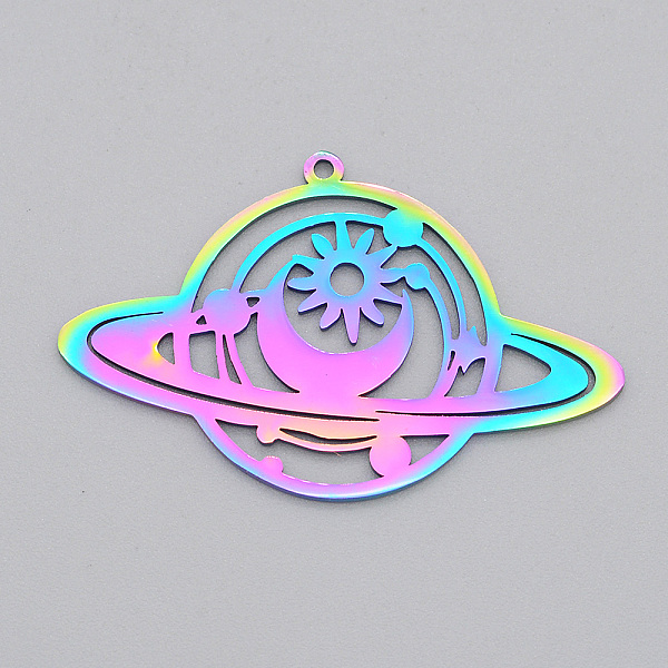 PandaHall Ion Plating(IP) 201 Stainless Steel Pendants, Laser Cut, Planet, Rainbow Color, 25.5x40x1mm, Hole: 1.4mm 201 Stainless Steel...
PandaHall Ion Plating(IP) 201 Stainless Steel Pendants, Laser Cut, Planet, Rainbow Color, 25.5x40x1mm, Hole: 1.4mm 201 Stainless Steel...