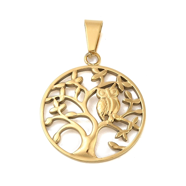 PandaHall Ion Plating(IP) 304 Stainless Steel Pendants, Flat Round with Tree of Life & Owl Charm, Golden, 32x27x3mm, Hole: 6x3.5mm 304...
PandaHall Ion Plating(IP) 304 Stainless Steel Pendants, Flat Round with Tree of Life & Owl Charm, Golden, 32x27x3mm, Hole: 6x3.5mm 304...