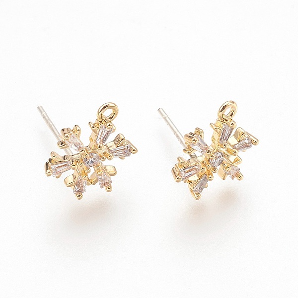 PandaHall Brass Cubic Zirconia Ear Stud Findings, with Loop, Snowflake, Clear, Nickel Free, Real 18K Gold Plated, 11x8.5mm, Hole: 1mm...
PandaHall Brass Cubic Zirconia Ear Stud Findings, with Loop, Snowflake, Clear, Nickel Free, Real 18K Gold Plated, 11x8.5mm, Hole: 1mm...