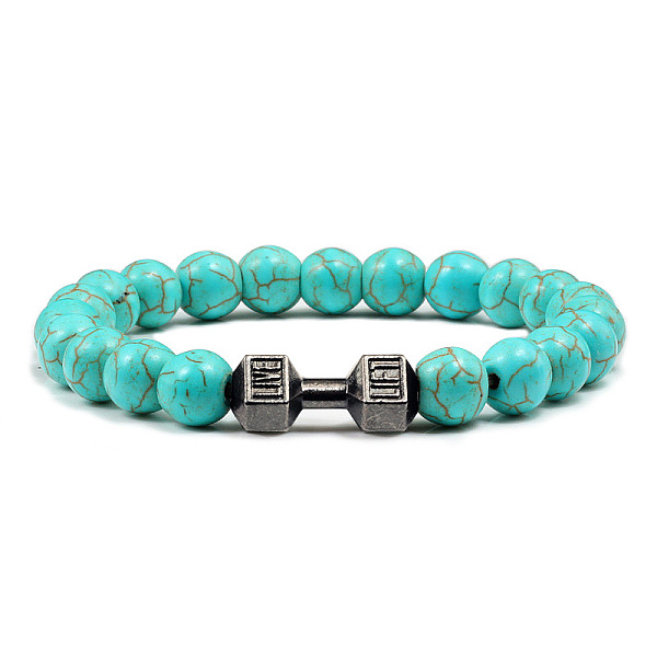 PandaHall Blue turquoise alloy dumbbell jewelry bracelet for men's high-end and versatile accessories Natural Gemstone
PandaHall Blue turquoise alloy dumbbell jewelry bracelet for men's high-end and versatile accessories Natural Gemstone